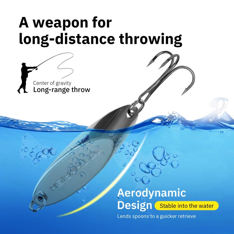 THKFISH Fishing Lures - Trout & Pike Lures, 5pcs 1/4oz Single Hook Spoons in BBs, CrBppie & WBlleye Colors - Image 2